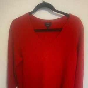 Talbots 100% Cashmere V-Neck Sweater 1X Plus Size- Classic Crimson Red